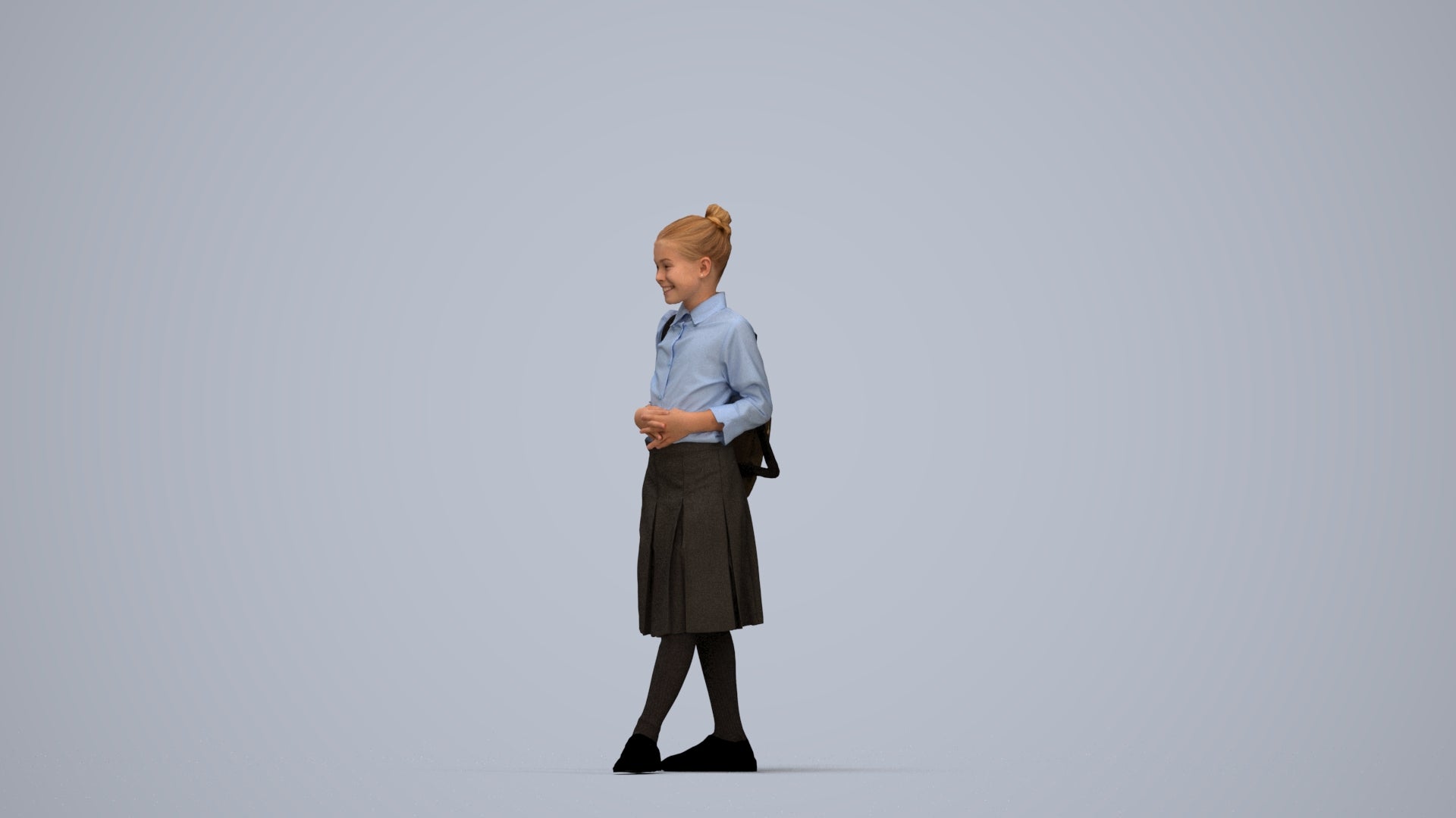 scanned 3D girl kids, photogrammetry people for Enscape and V-Ray, top-down view render