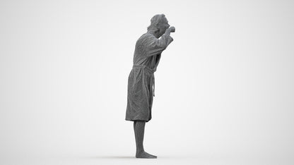 photogrammetry 3D man casual bathroom, realistic human model archviz FBX, wireframe side view