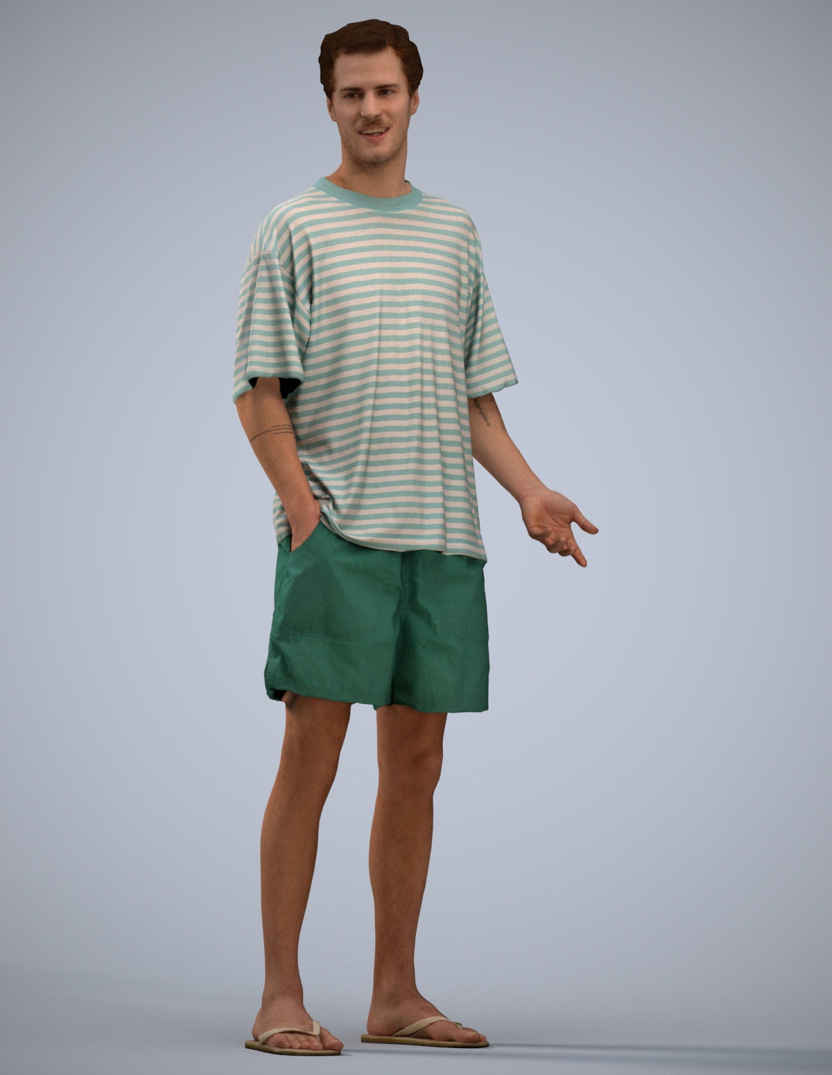 3D human model man casual standing, photogrammetry scanned person for archviz
