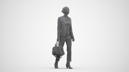realistic 3D people woman business walking, render-ready for V-Ray and Corona, FBX OBJ, three-quarter front view render