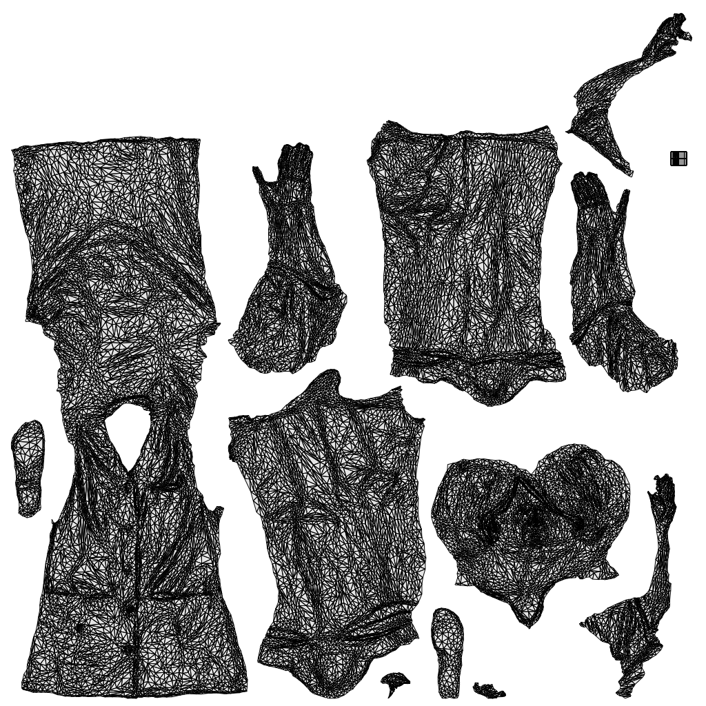 scanned 3D senior woman medical, photogrammetry people for Enscape and V-Ray, wireframe top-down view