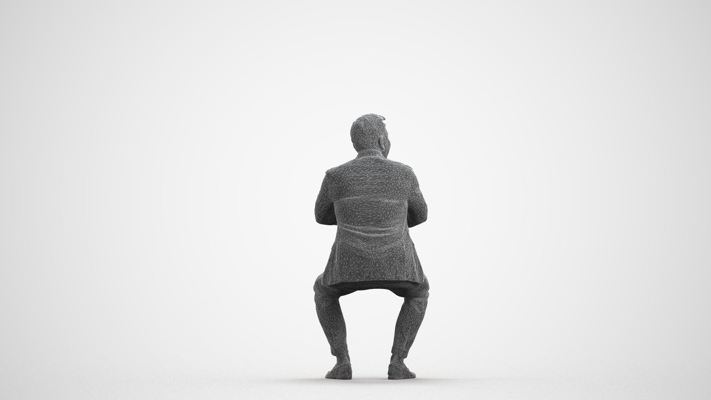 realistic 3D man business, scanned archviz people for Blender and 3ds Max, wireframe front view