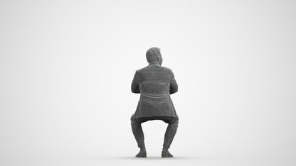realistic 3D man business, scanned archviz people for Blender and 3ds Max, wireframe front view