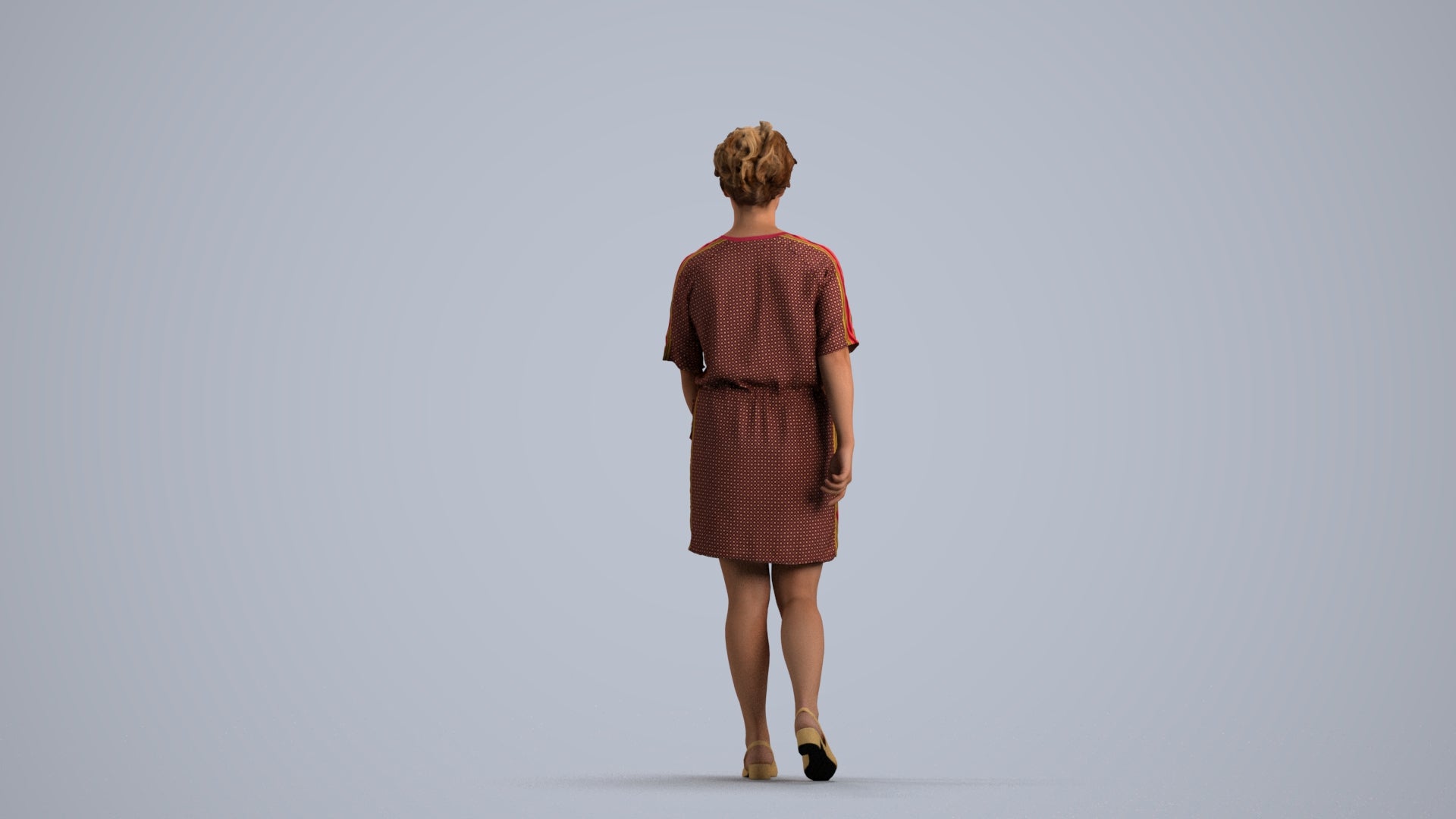 3D people model woman casual walking, scanned human for 3ds Max rendering, front view render