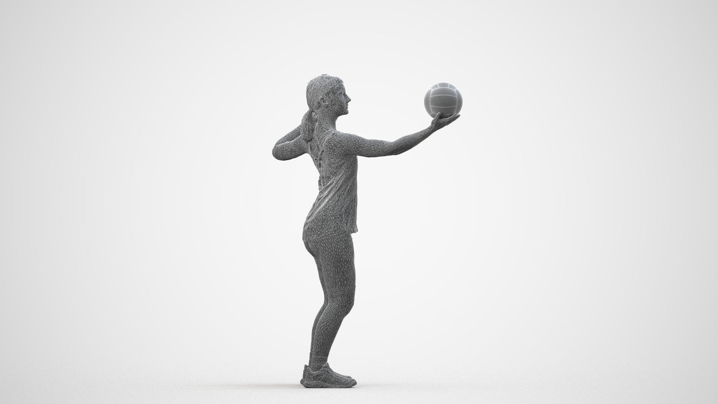 photogrammetry 3D girl sport, realistic human model archviz FBX, wireframe side view