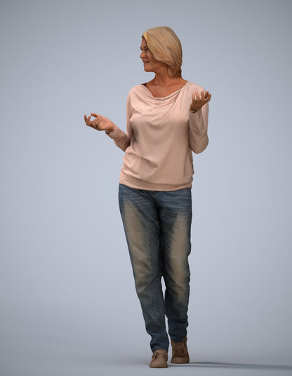 realistic 3D human woman casual walking, archviz people FBX OBJ for Blender