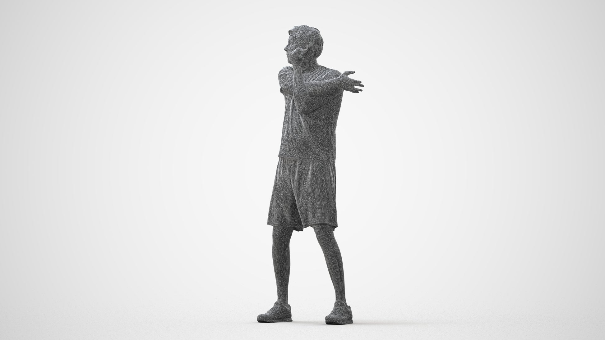 3D human model man sport, photogrammetry scanned person for archviz, square thumbnail