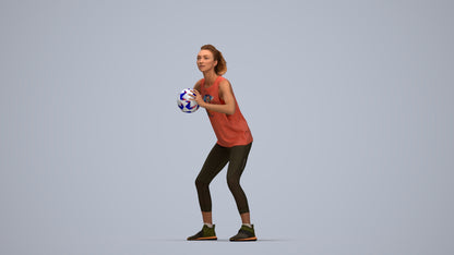 3D people model woman sport, scanned human for 3ds Max rendering, top-down view render