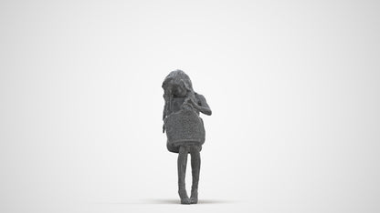 photogrammetry 3D woman casual sitting, realistic human model archviz FBX, three-quarter front view render