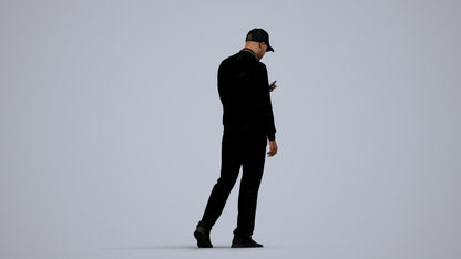 3D human model man sport walking, photogrammetry scanned person for archviz, side view render