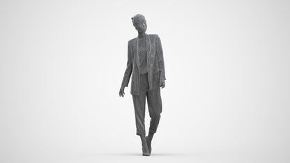 realistic 3D people woman business walking, render-ready for V-Ray and Corona, FBX OBJ, three-quarter front view render