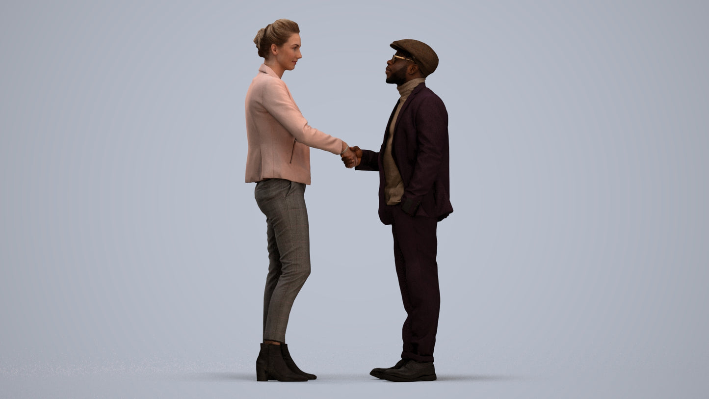3D scanned woman business, photorealistic archviz people for Enscape and SketchUp, standing pose render