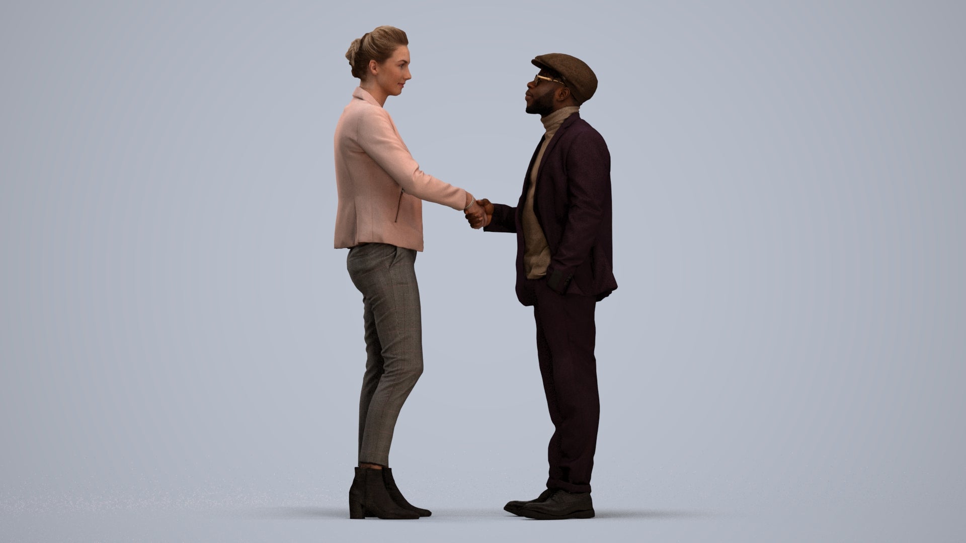 3D scanned woman business, photorealistic archviz people for Enscape and SketchUp, standing pose render