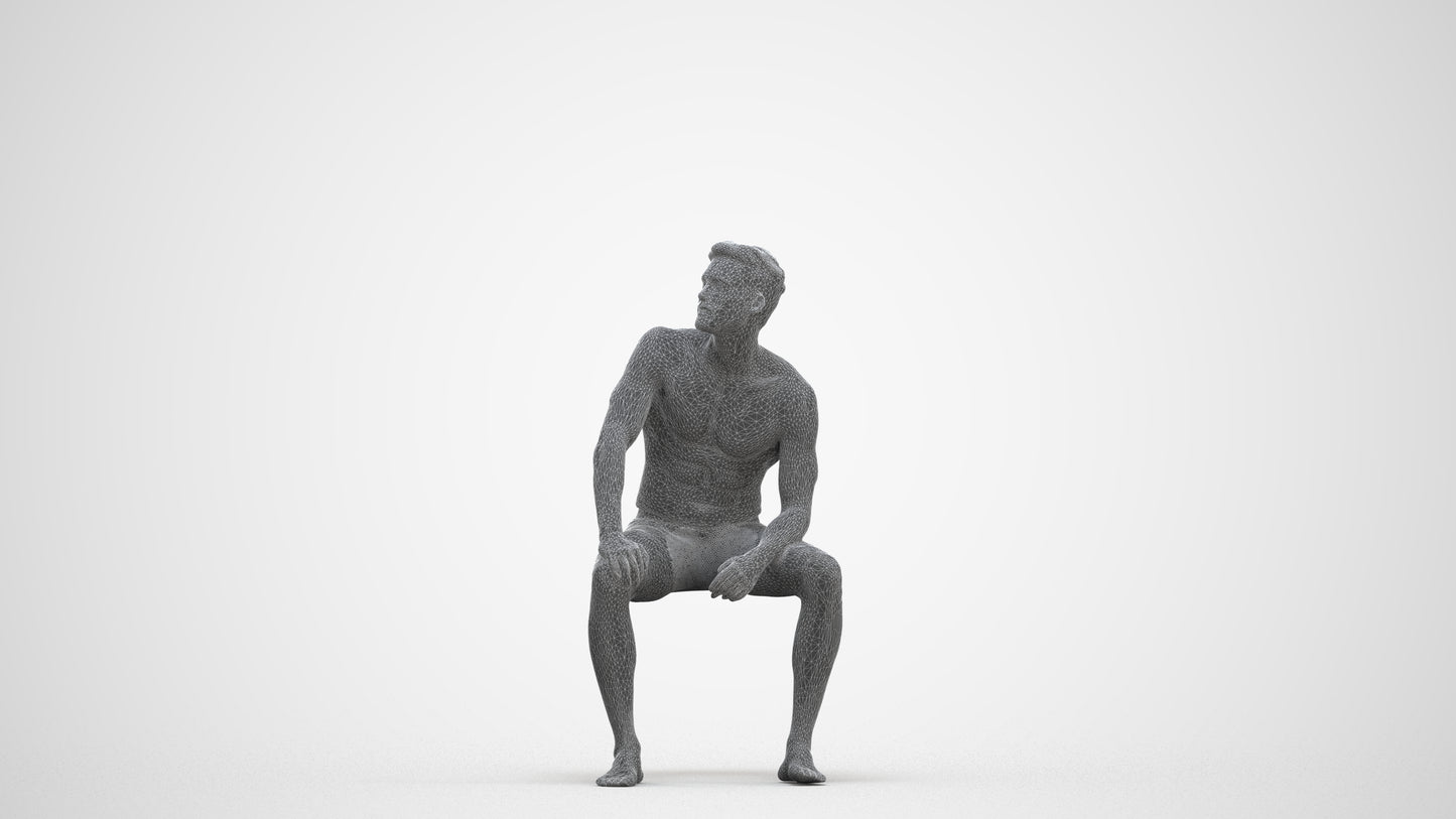 realistic 3D people man pool, render-ready for V-Ray and Corona, FBX OBJ, three-quarter front view render