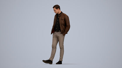 3D people model man casual standing, scanned human for 3ds Max rendering, top-down view render