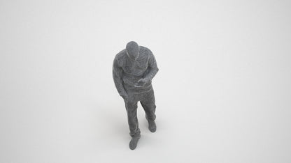 3D people model man walking, scanned human for 3ds Max rendering, wireframe three-quarter view