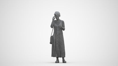 realistic 3D human senior woman standing, archviz people FBX OBJ for Blender, three-quarter front view render