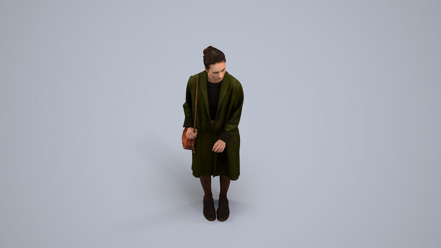 3D people model woman casual standing, scanned human for 3ds Max rendering, back view render