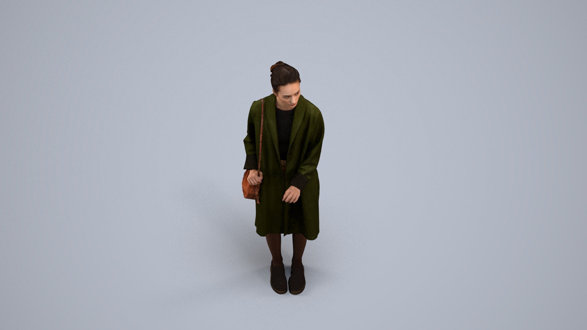 3D people model woman casual standing, scanned human for 3ds Max rendering, back view render