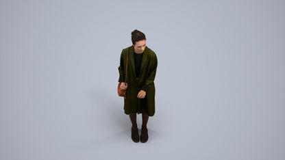 3D people model woman casual standing, scanned human for 3ds Max rendering, back view render