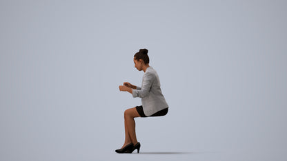3D scanned woman business, photorealistic archviz people for Enscape and SketchUp, three-quarter view render