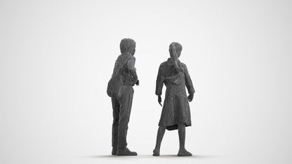 photogrammetry 3D girl kids, realistic human model archviz FBX, wireframe front view