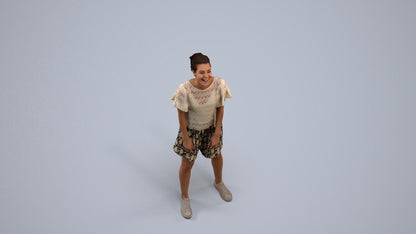 3D scanned woman standing casual, photorealistic archviz people for Enscape and SketchUp, back view render