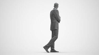 3D human model man business, photogrammetry scanned person for archviz, wireframe front view