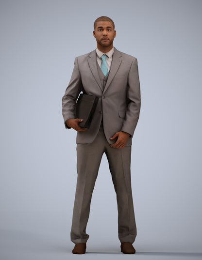 scanned 3D man business, photogrammetry people for Enscape and V-Ray