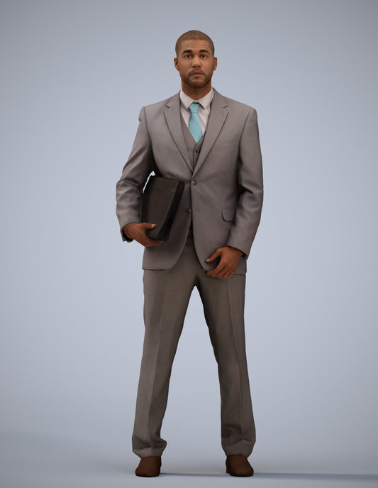 scanned 3D man business, photogrammetry people for Enscape and V-Ray