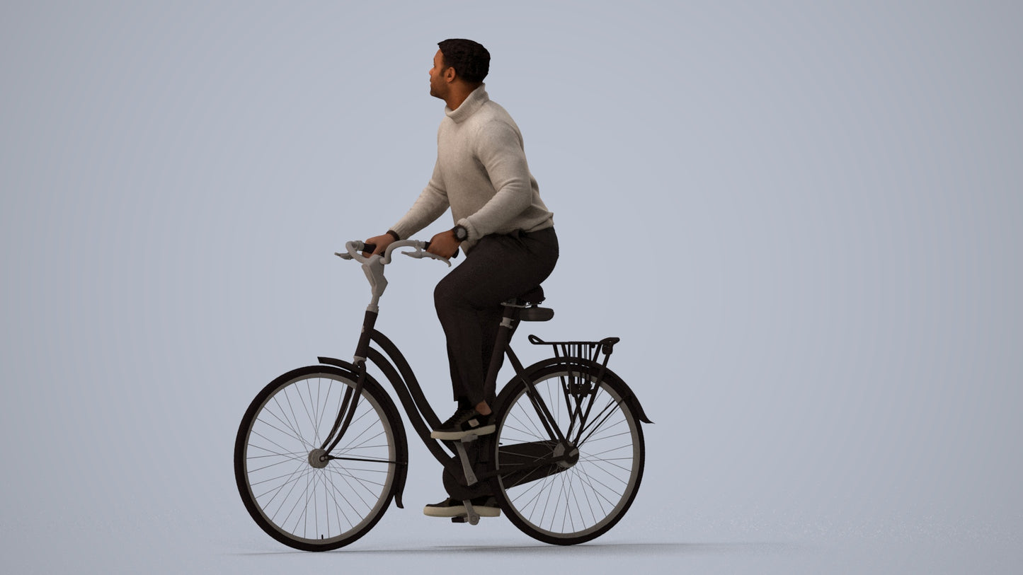 realistic 3D people man casual sitting, render-ready for V-Ray and Corona, FBX OBJ, three-quarter view render