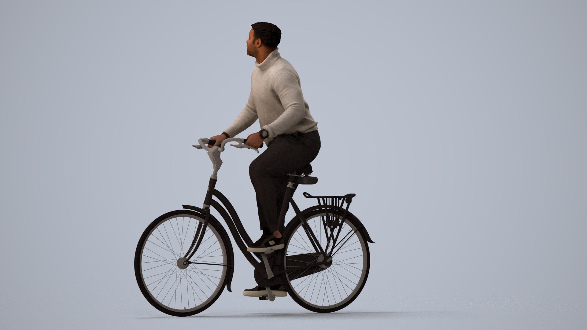 realistic 3D people man casual sitting, render-ready for V-Ray and Corona, FBX OBJ, three-quarter view render