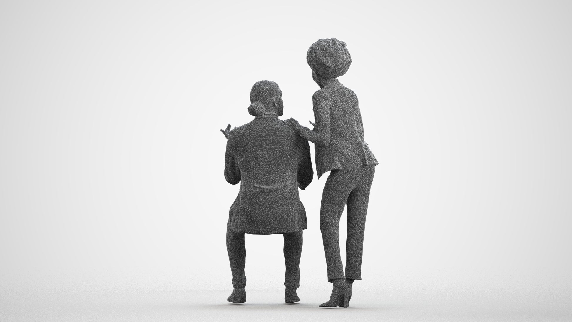 realistic 3D people woman business, render-ready for V-Ray and Corona, FBX OBJ, wireframe front view