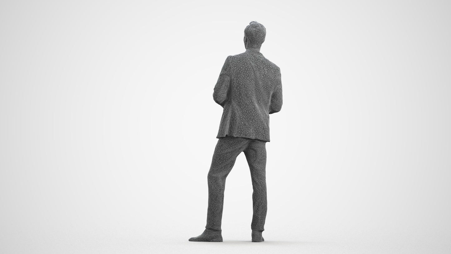 realistic 3D people man formal formalaffairs, render-ready for V-Ray and Corona, FBX OBJ, wireframe front view