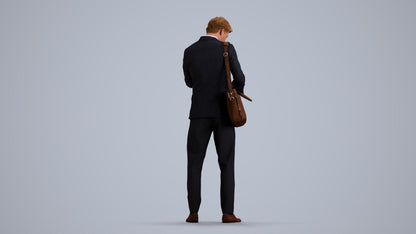 3D human model man business, photogrammetry scanned person for archviz, front view render