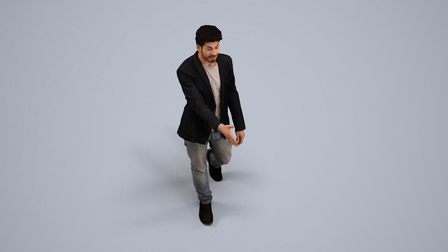 realistic 3D man casual business, scanned archviz people for Blender and 3ds Max, back view render