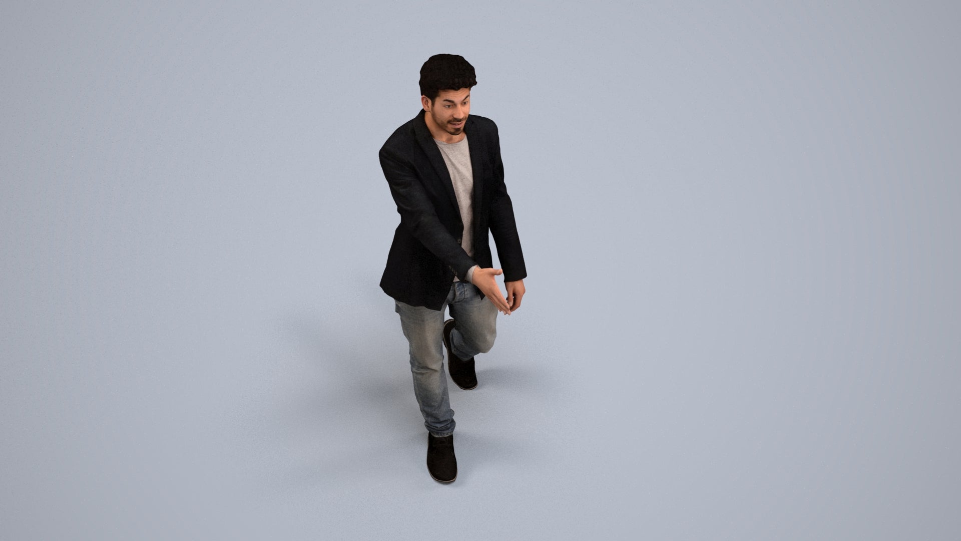 realistic 3D man casual business, scanned archviz people for Blender and 3ds Max, back view render