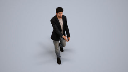 realistic 3D man casual business, scanned archviz people for Blender and 3ds Max, back view render