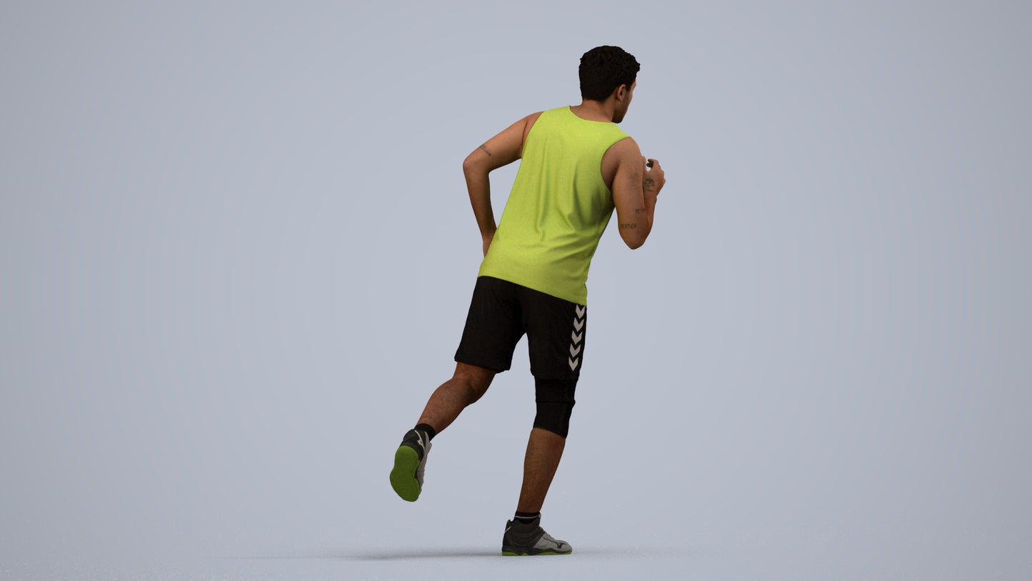 3D people model man sport, scanned human for 3ds Max rendering, side view render