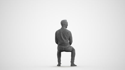realistic 3D people man casual pool, render-ready for V-Ray and Corona, FBX OBJ, wireframe front view