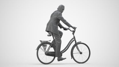 scanned 3D man business cycling, photogrammetry people for Enscape and V-Ray, wireframe side view
