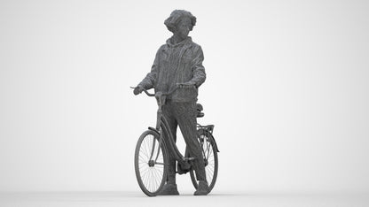 3D human model man casual cycling, photogrammetry scanned person for archviz, wireframe back view