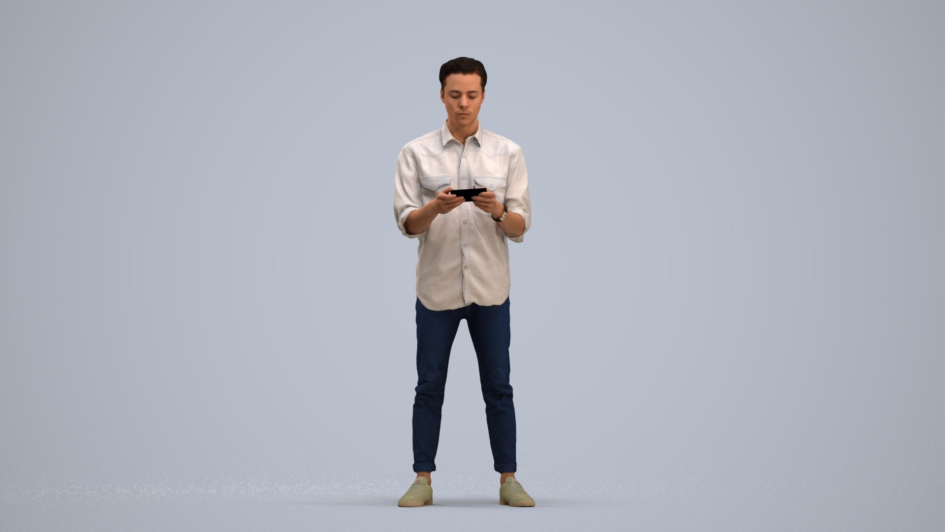 3D people model man casual standing, scanned human for 3ds Max rendering, standing pose render