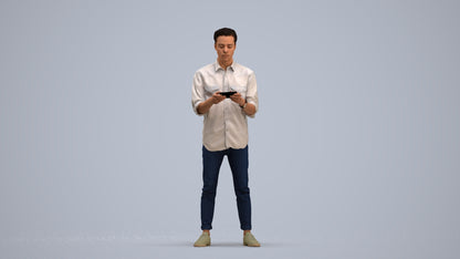 3D people model man casual standing, scanned human for 3ds Max rendering, standing pose render
