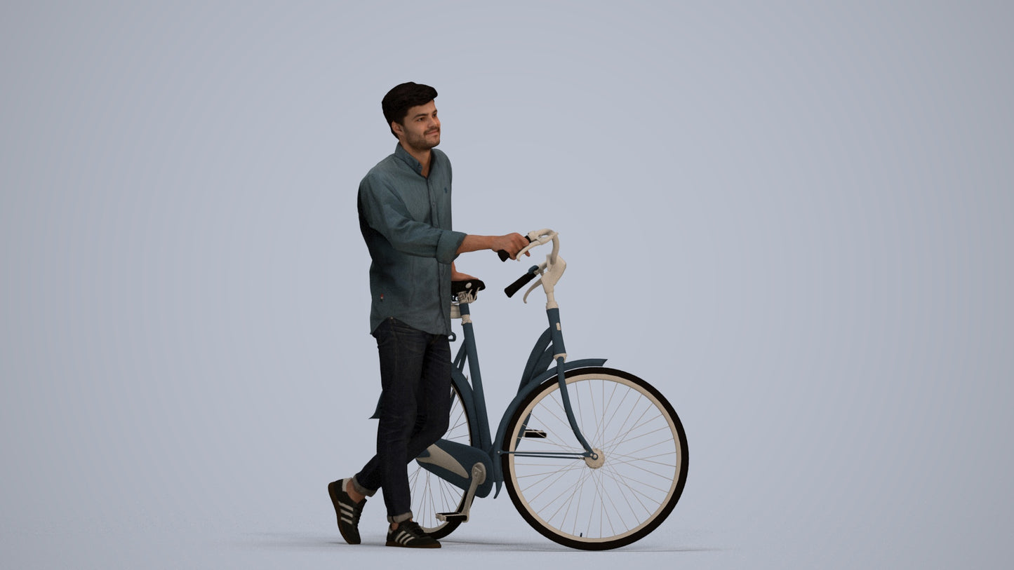 realistic 3D man casual sitting, scanned archviz people for Blender and 3ds Max, standing pose render