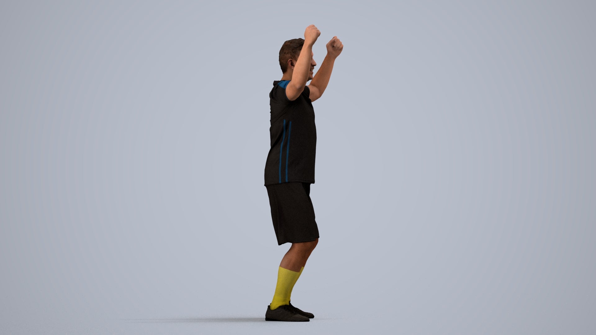 realistic 3D man sport, scanned archviz people for Blender and 3ds Max, side view render