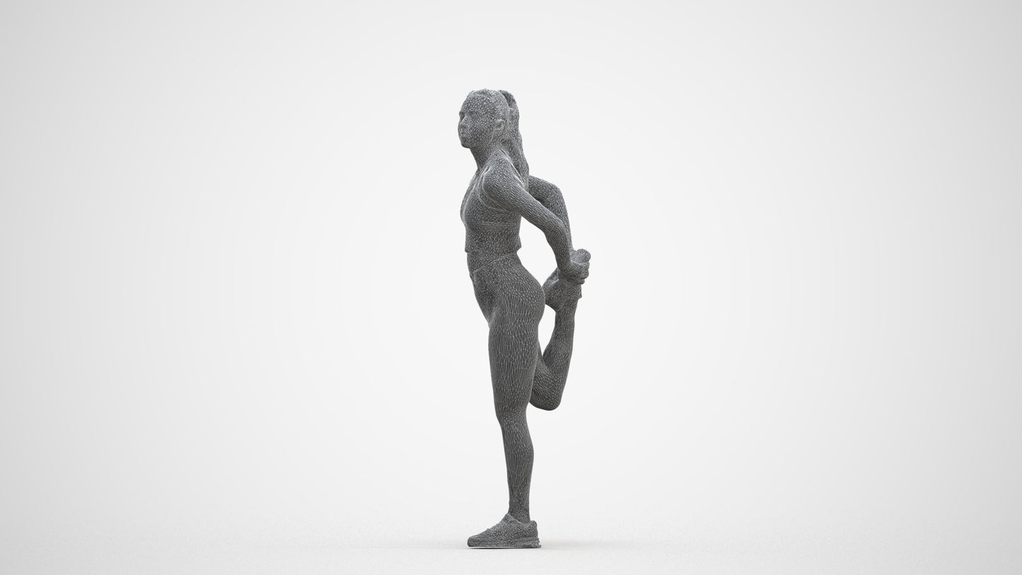 realistic 3D woman sport, scanned archviz people for Blender and 3ds Max, three-quarter front view render