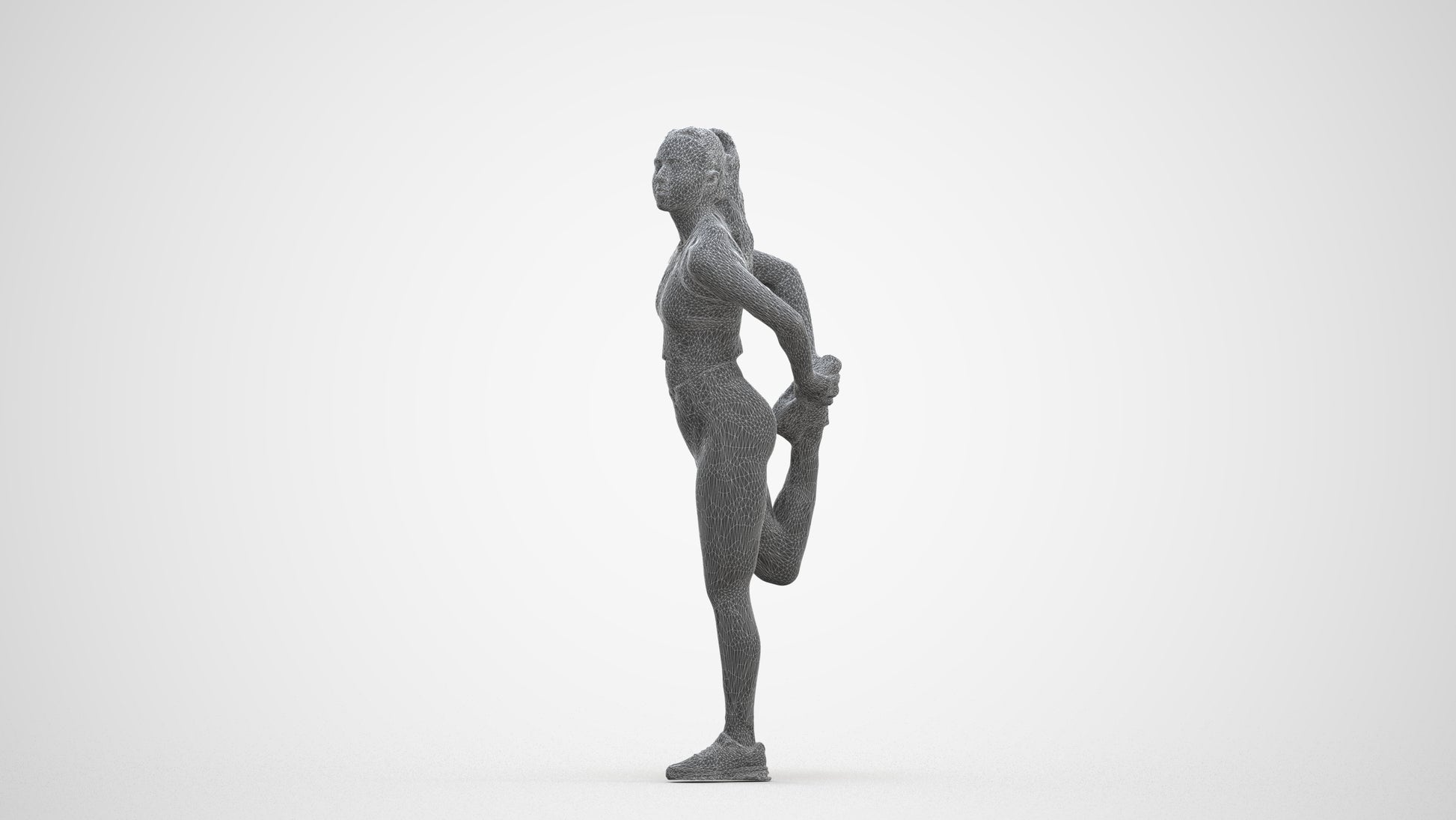 realistic 3D woman sport, scanned archviz people for Blender and 3ds Max, three-quarter front view render