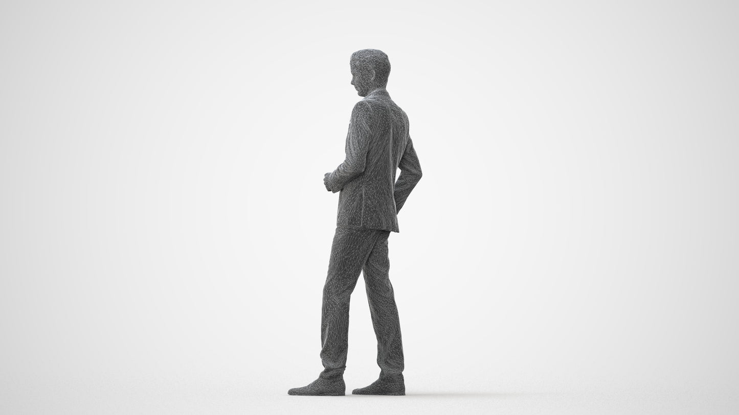 3D scanned man standing business, photorealistic archviz people for Enscape and SketchUp, square thumbnail
