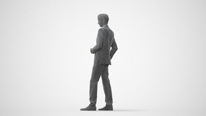 3D scanned man standing business, photorealistic archviz people for Enscape and SketchUp, square thumbnail